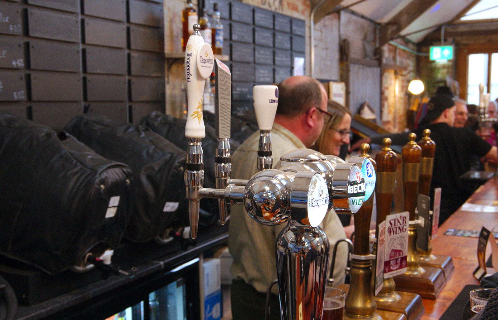 Beer pumps on the bar from The Opening of Star Wing Brewery's Tap Room, Redgrave, Suffolk - 4th May 2019