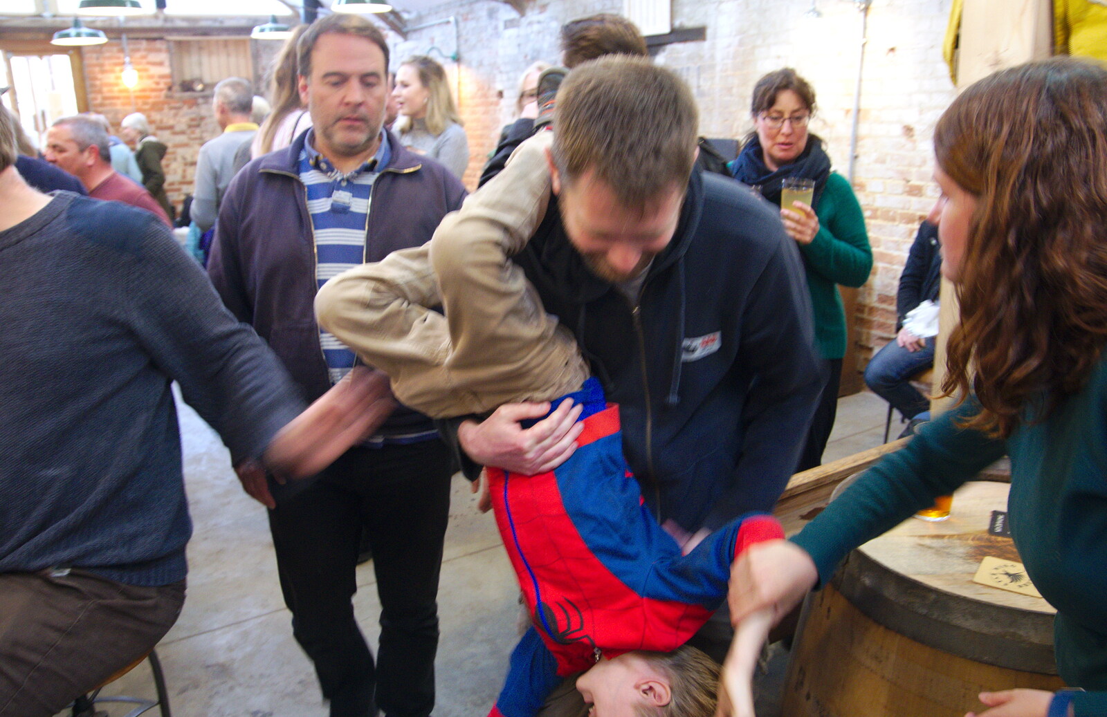 Phil does some child-tormenting with Harry from The Opening of Star Wing Brewery's Tap Room, Redgrave, Suffolk - 4th May 2019