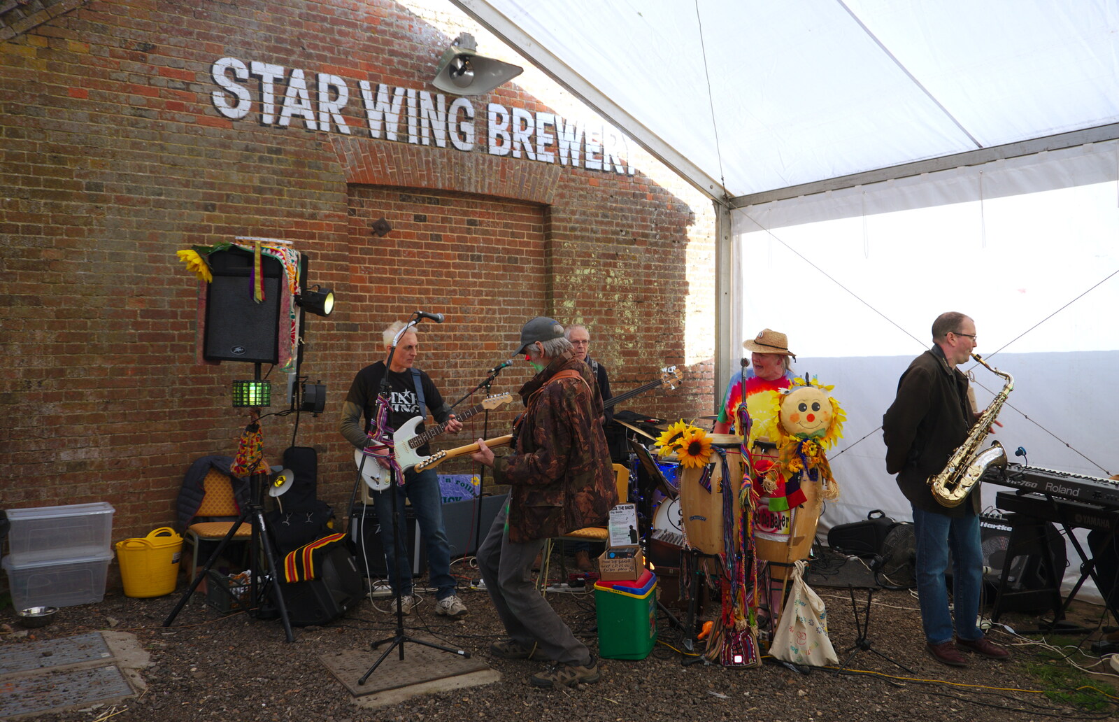 Mick the Baker band in the marquee from The Opening of Star Wing Brewery's Tap Room, Redgrave, Suffolk - 4th May 2019