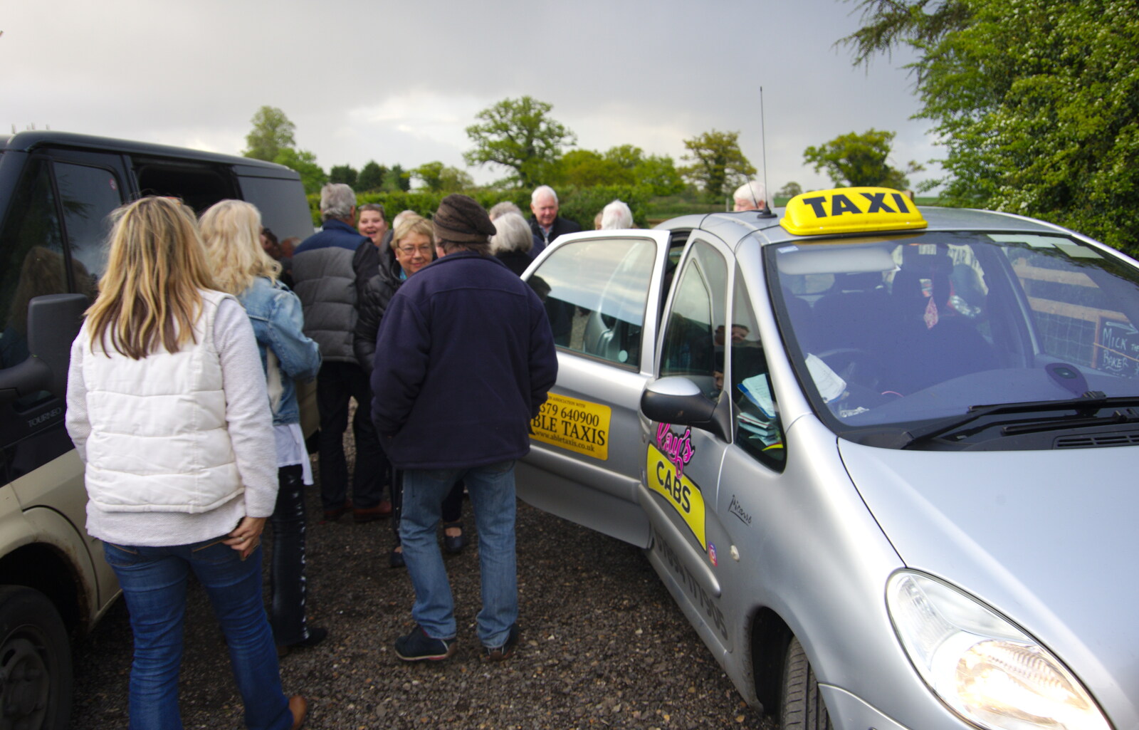 Outside, there's a taxi melée from The Opening of Star Wing Brewery's Tap Room, Redgrave, Suffolk - 4th May 2019