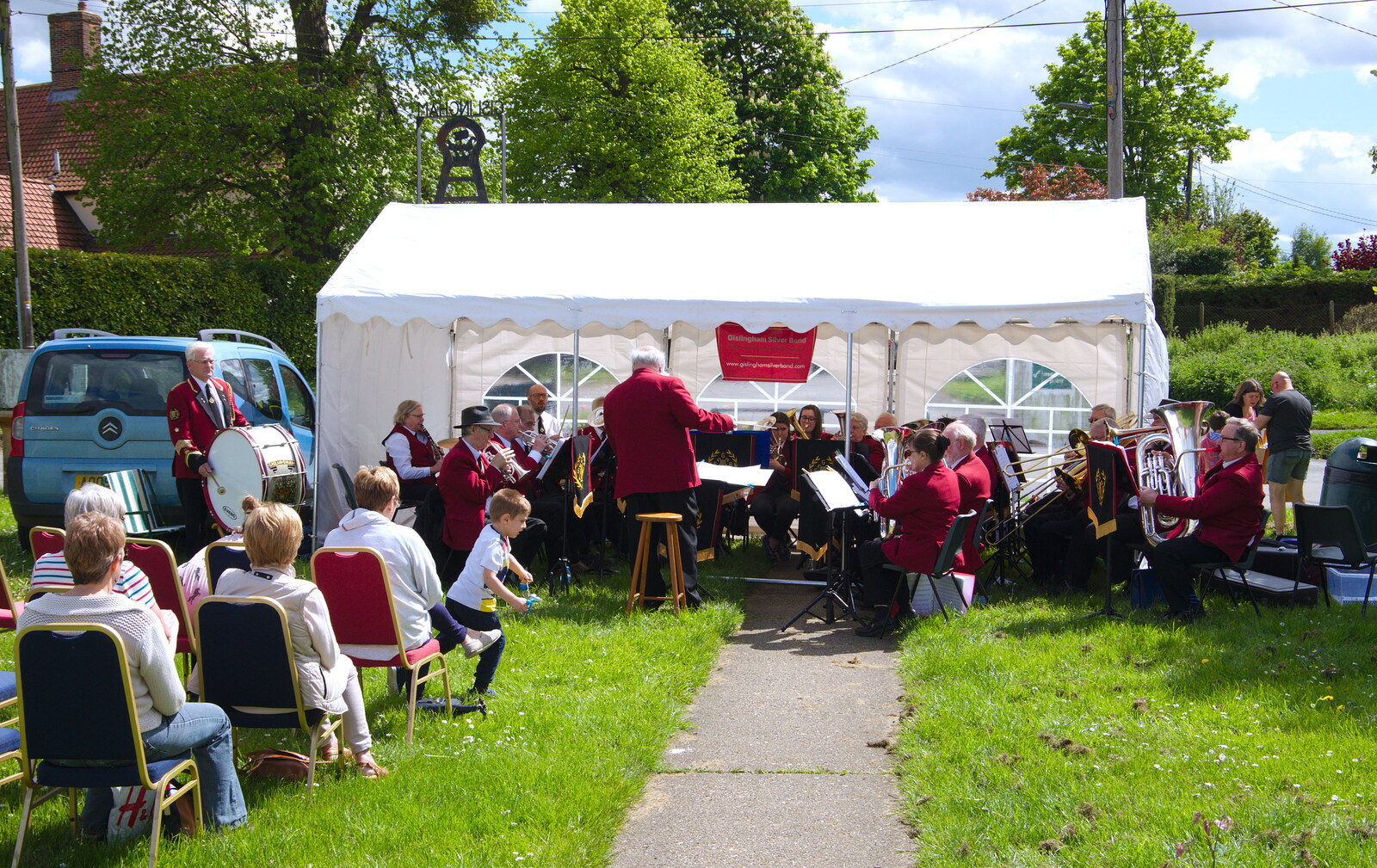 The Silver Band does its thing in a marquee from The Gislingham Silver Band at the Village Hall, Gislingham, Suffolk - 12th May 2019