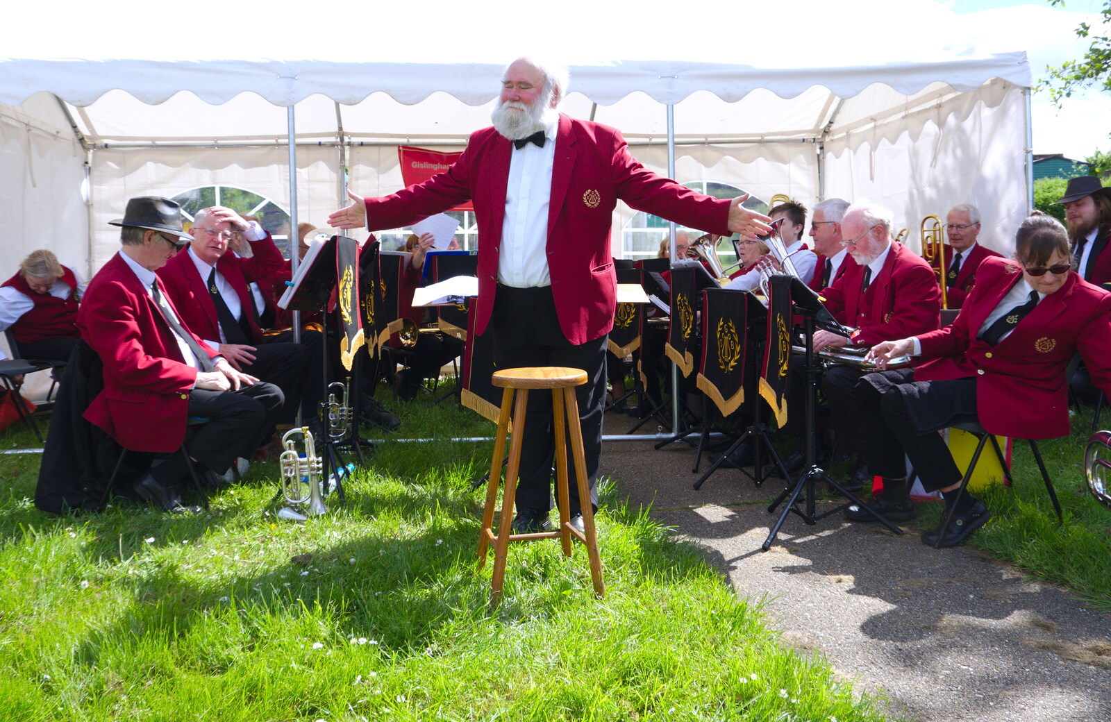 Adrian takes a bow from The Gislingham Silver Band at the Village Hall, Gislingham, Suffolk - 12th May 2019