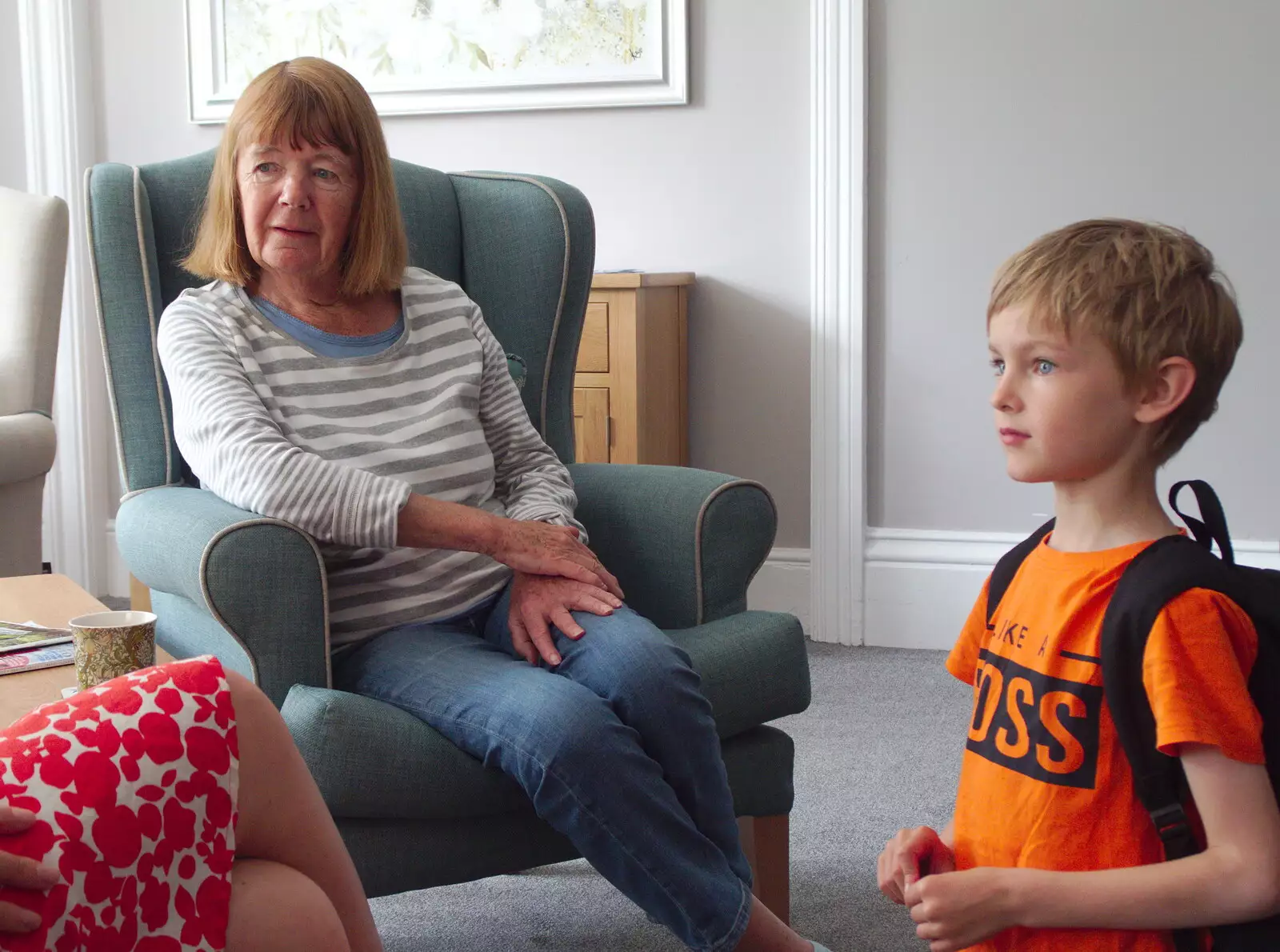 Grandma J and Harry in the Mulberry lounge, from Chagford Lido and a Trip to Parke, Bovey Tracey, Devon - 25th May 2019