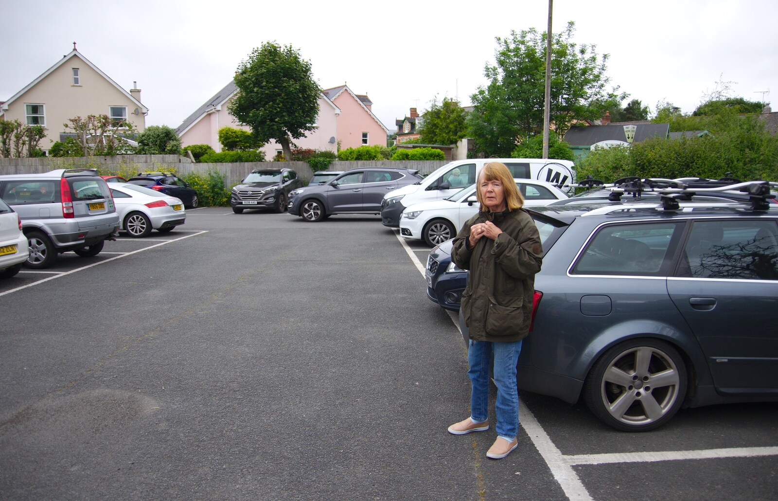 Mother looks worried in the car park at Bovey from The Tom Cobley and a Return to Haytor, Bovey Tracey, Devon - 27th May 2019