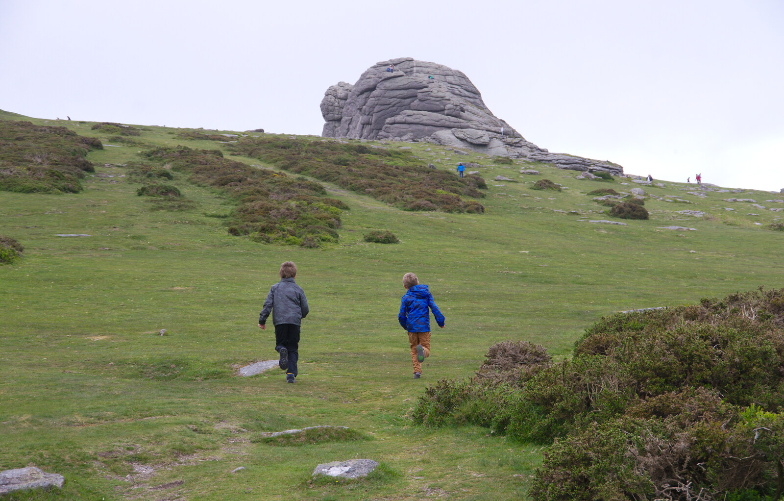 The boys run off from The Tom Cobley and a Return to Haytor, Bovey Tracey, Devon - 27th May 2019