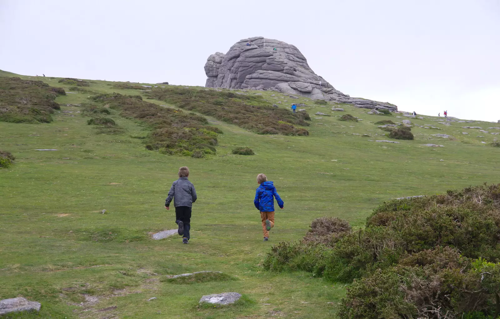 The boys run off, from The Tom Cobley and a Return to Haytor, Bovey Tracey, Devon - 27th May 2019