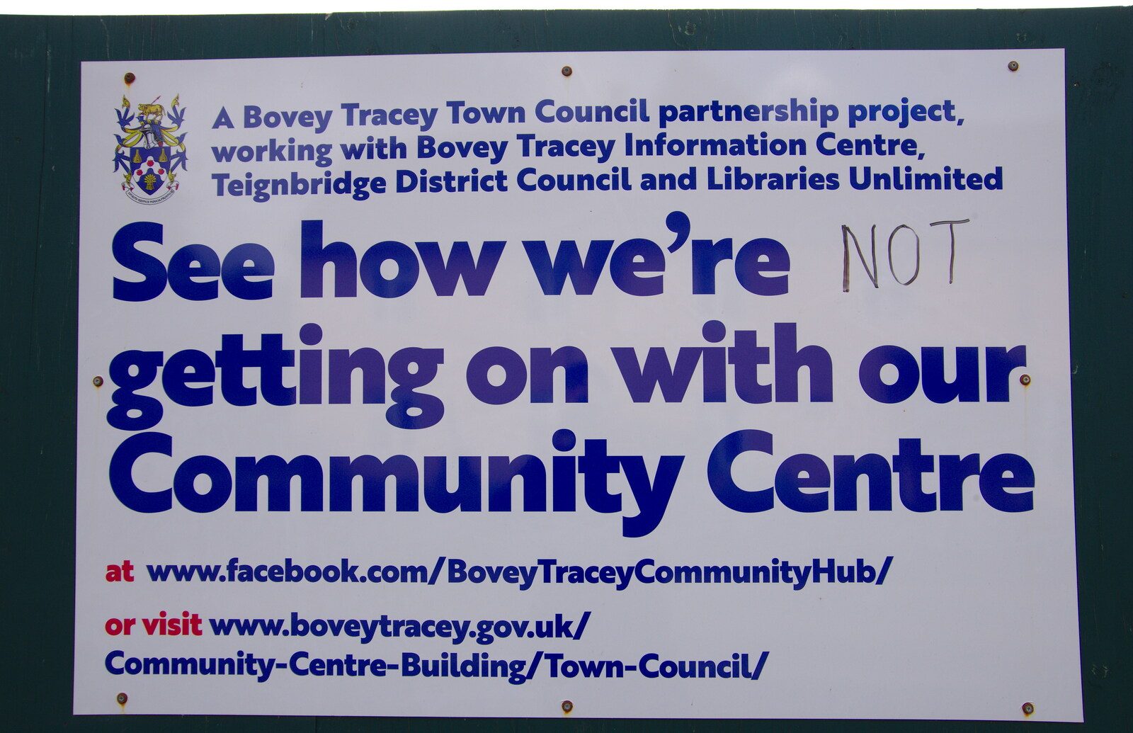 Political comment about Bovey's community centre from The Tom Cobley and a Return to Haytor, Bovey Tracey, Devon - 27th May 2019