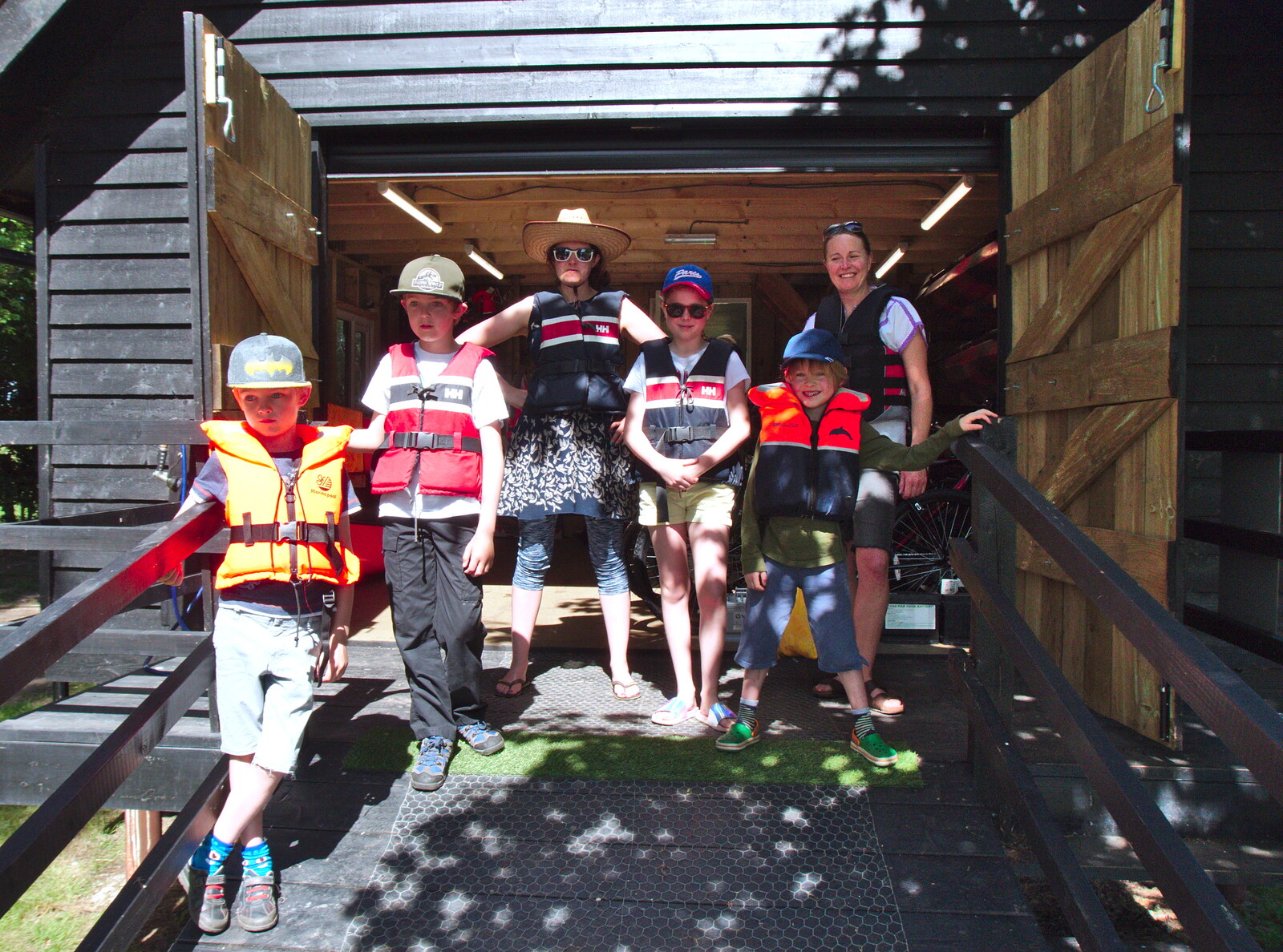 The gang wait before our canoe trip from Camping at Three Rivers, Geldeston, Norfolk - 1st June 2019