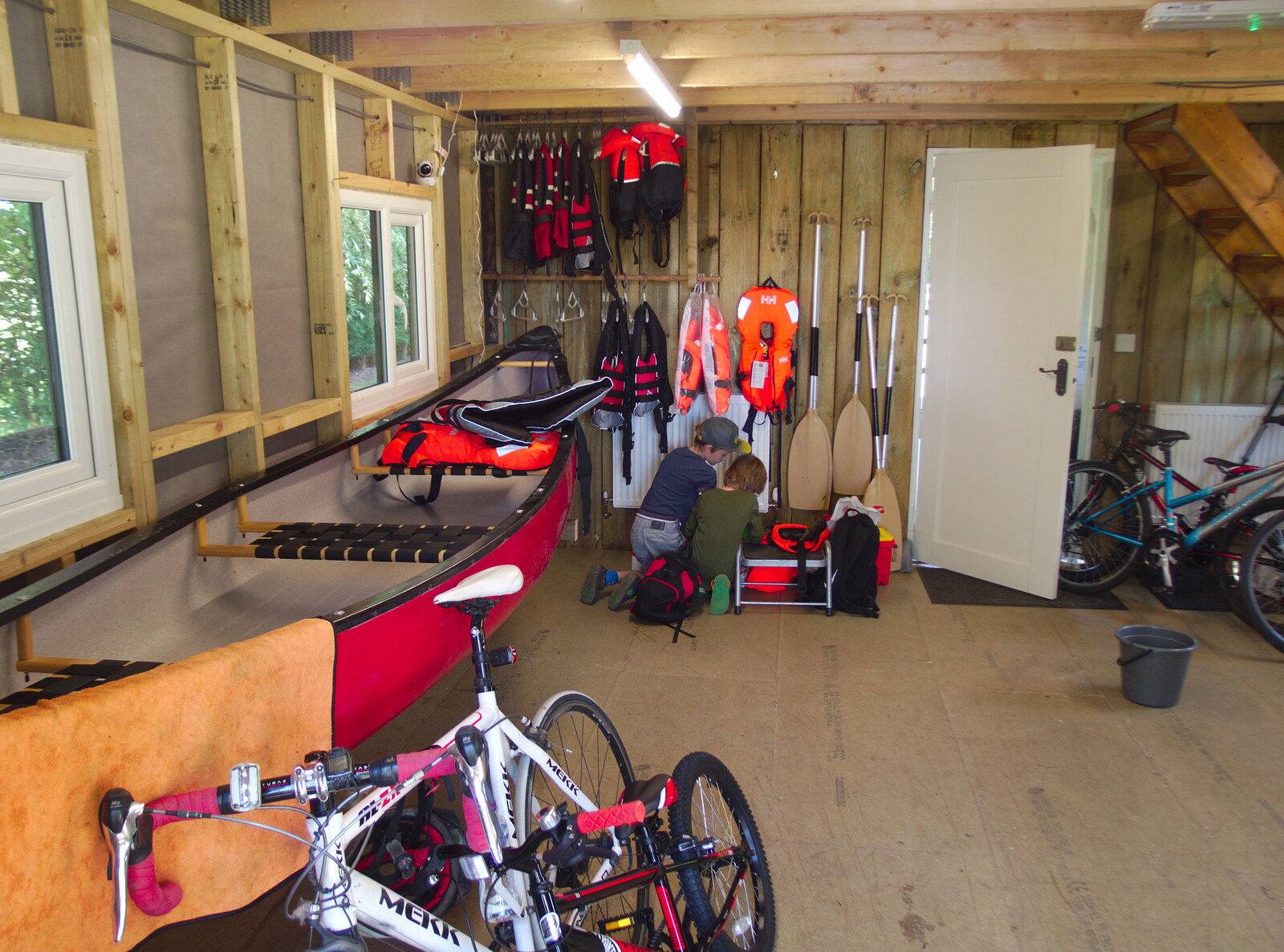 Harry and Benson look for stuff in the boathouse from Camping at Three Rivers, Geldeston, Norfolk - 1st June 2019