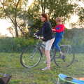 Isobel gives Harry a backie on her bike, Camping at Three Rivers, Geldeston, Norfolk - 1st June 2019