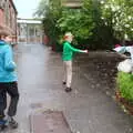 Harry points at a scarecrow, The BSCC at Gissing, Taxi Protests and Eye Scarecrows - 8th June 2019