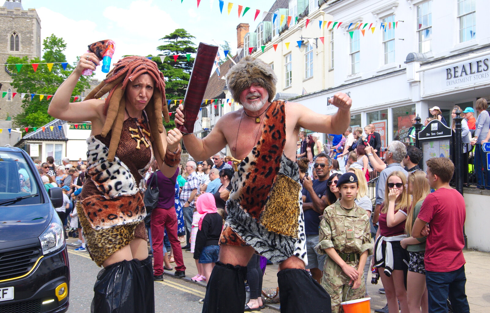 More cave-people posing from The Diss Carnival 2019, Diss, Norfolk - 9th June 2019