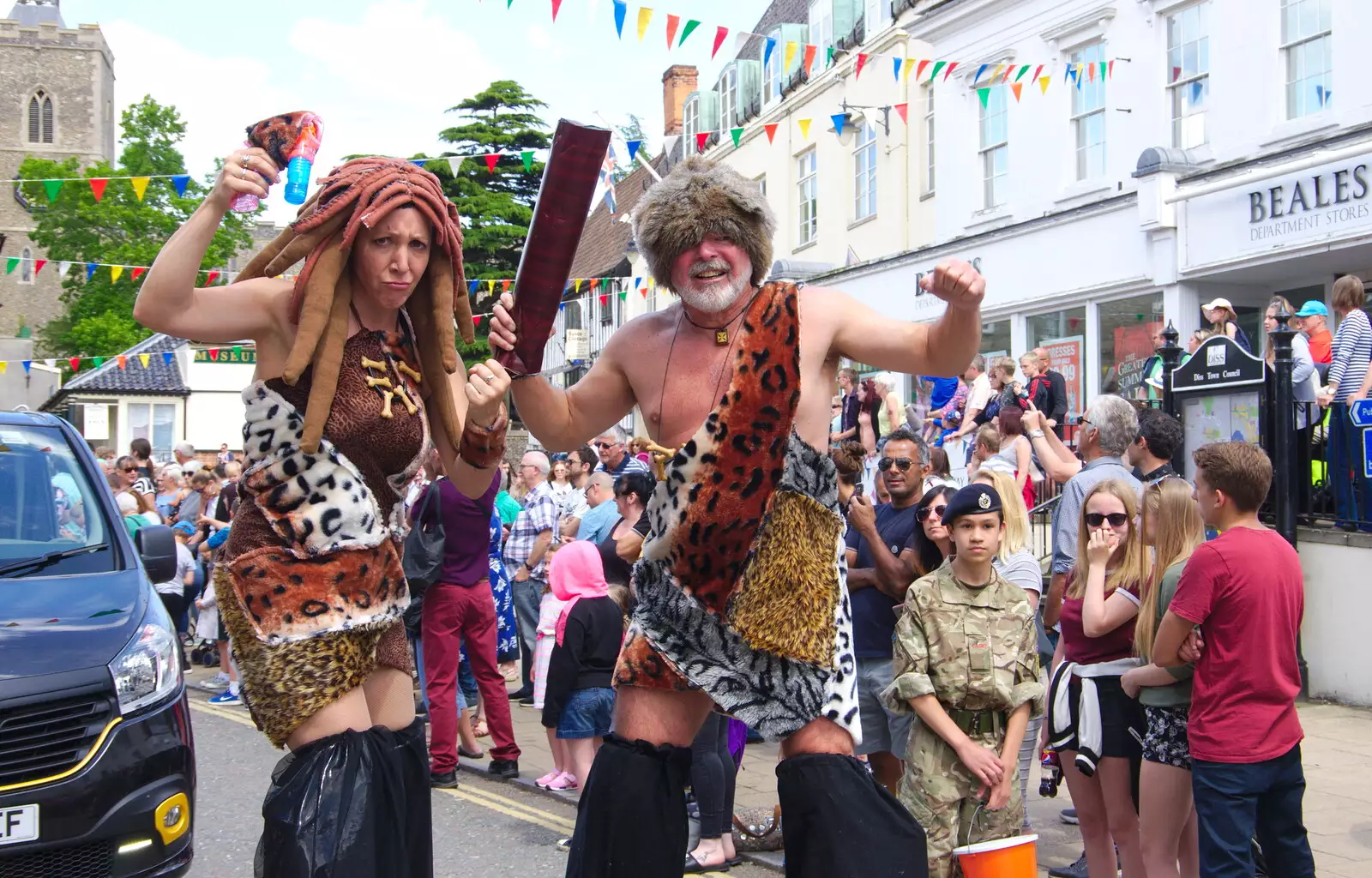 More cave-people posing, from The Diss Carnival 2019, Diss, Norfolk - 9th June 2019