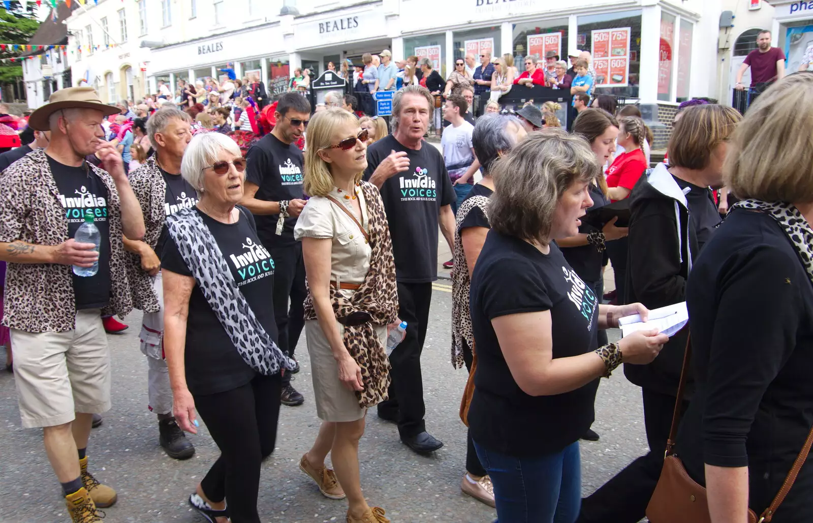 Isobel's choir go by, from The Diss Carnival 2019, Diss, Norfolk - 9th June 2019