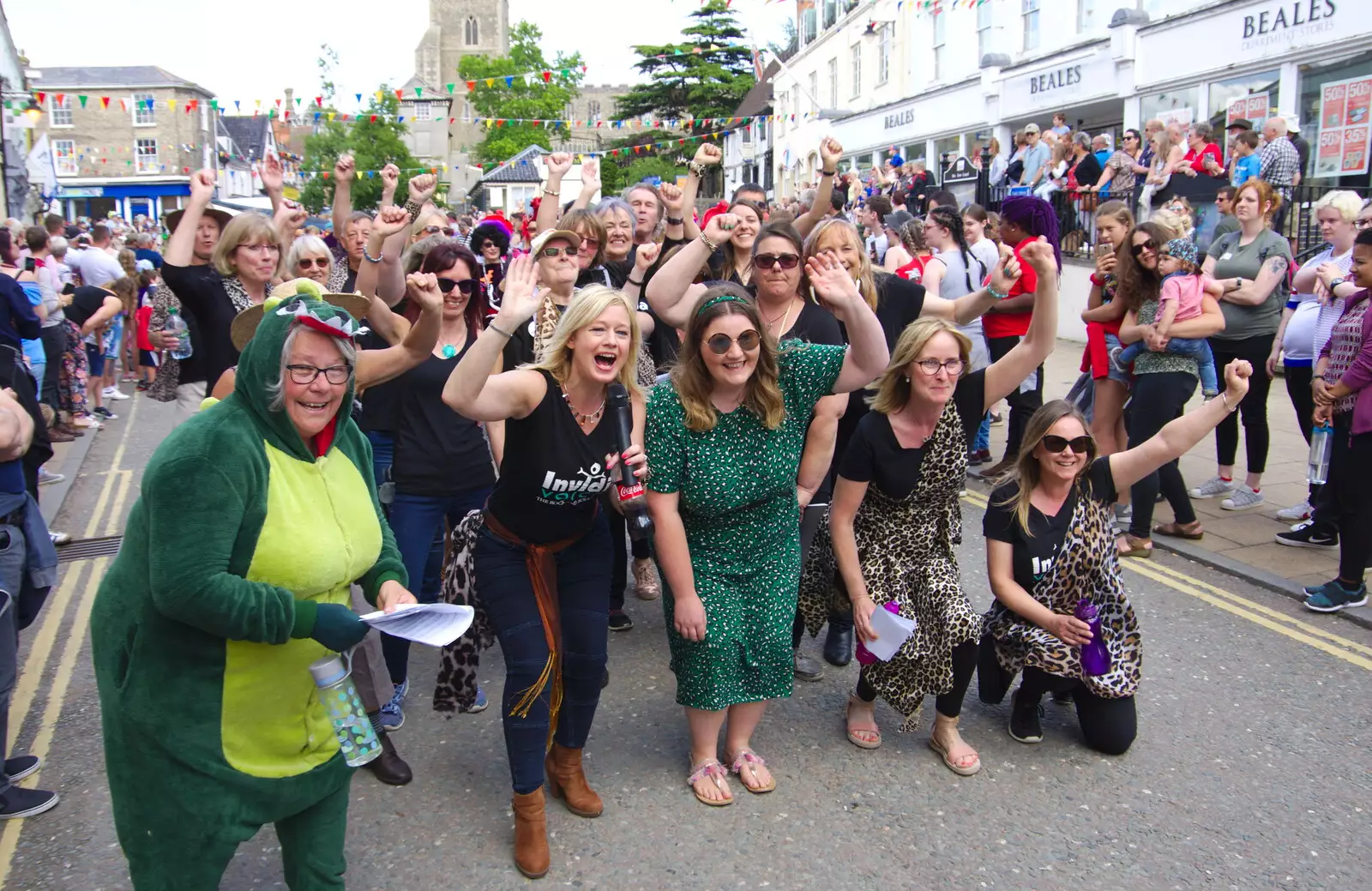 Invidia Voices stop for a photo, from The Diss Carnival 2019, Diss, Norfolk - 9th June 2019