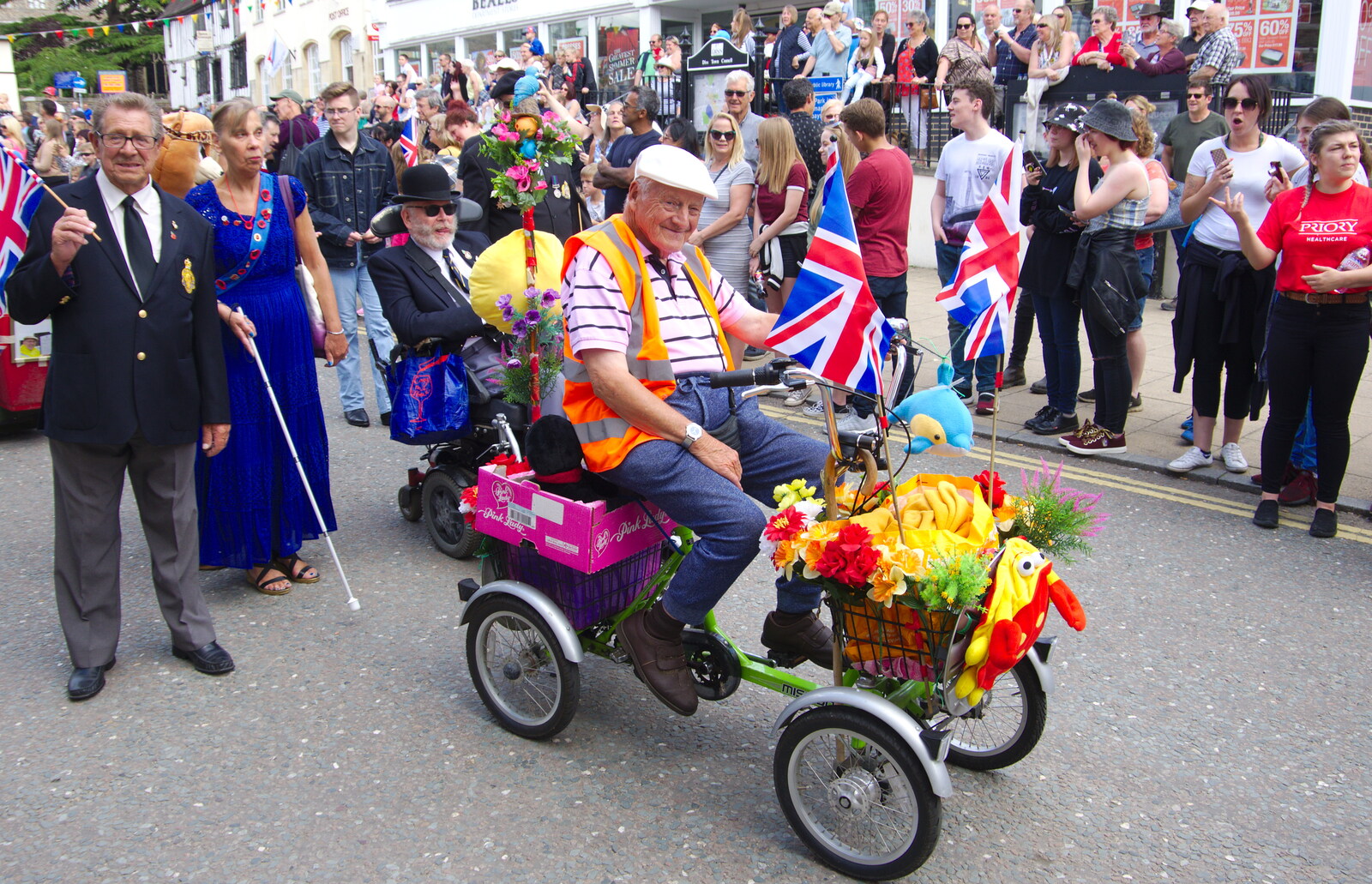 The dude on his flowery bicycle from The Diss Carnival 2019, Diss, Norfolk - 9th June 2019