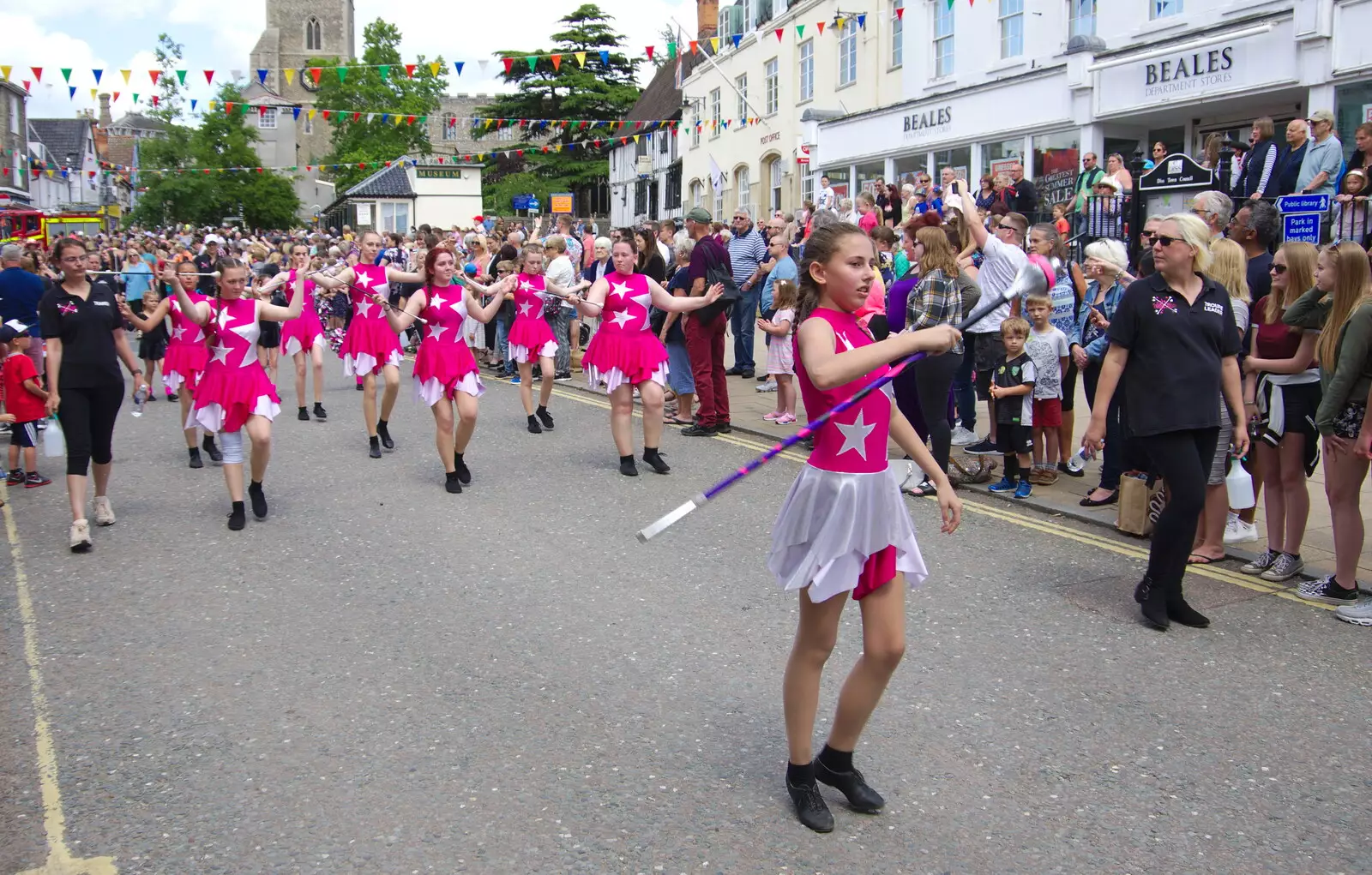 Some majorettes do their thing, from The Diss Carnival 2019, Diss, Norfolk - 9th June 2019