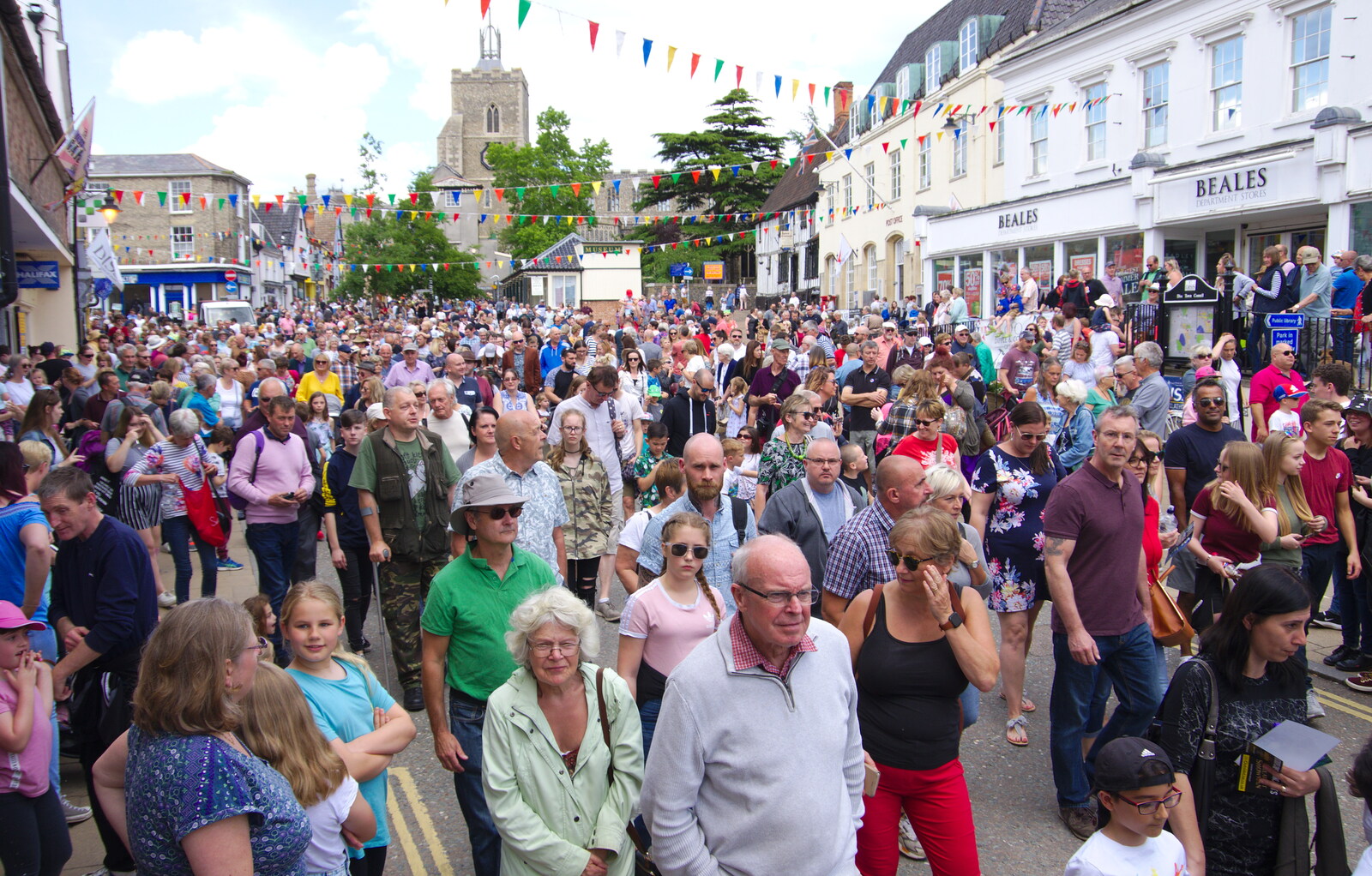A large crowd follows the procession to the park from The Diss Carnival 2019, Diss, Norfolk - 9th June 2019