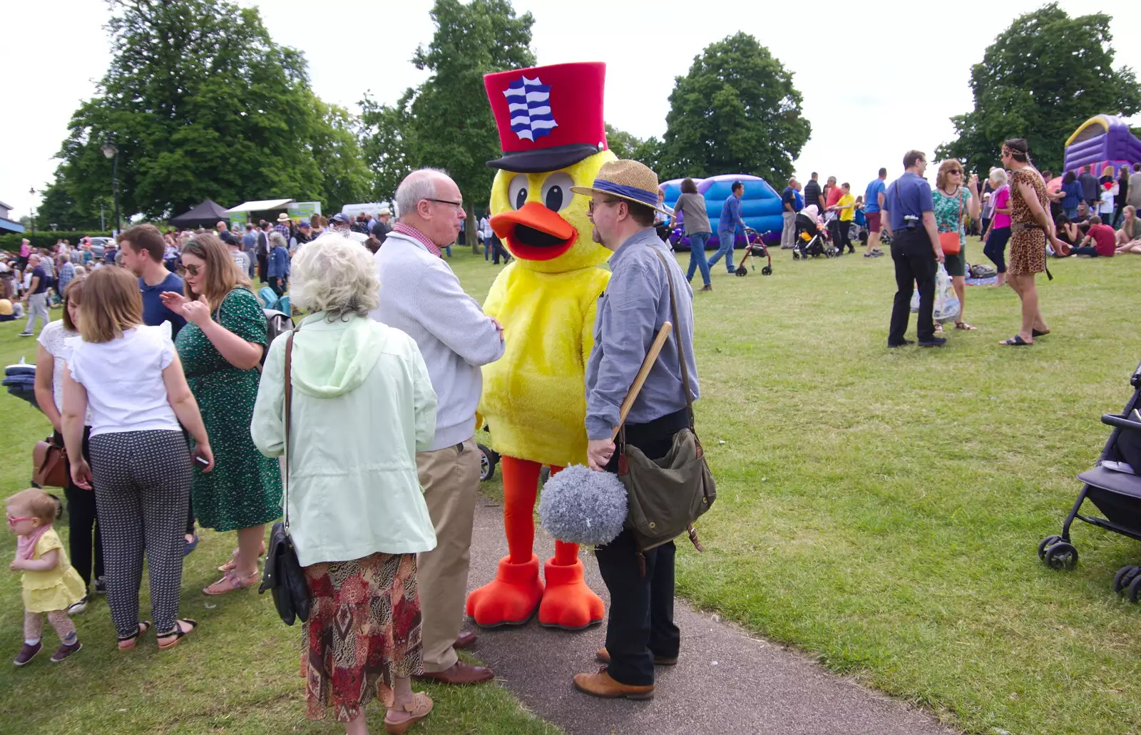 Dinsdale works the crowds, from The Diss Carnival 2019, Diss, Norfolk - 9th June 2019