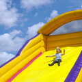 The Diss Carnival 2019, Diss, Norfolk - 9th June 2019, Alice is all hair as she hurls down the slide