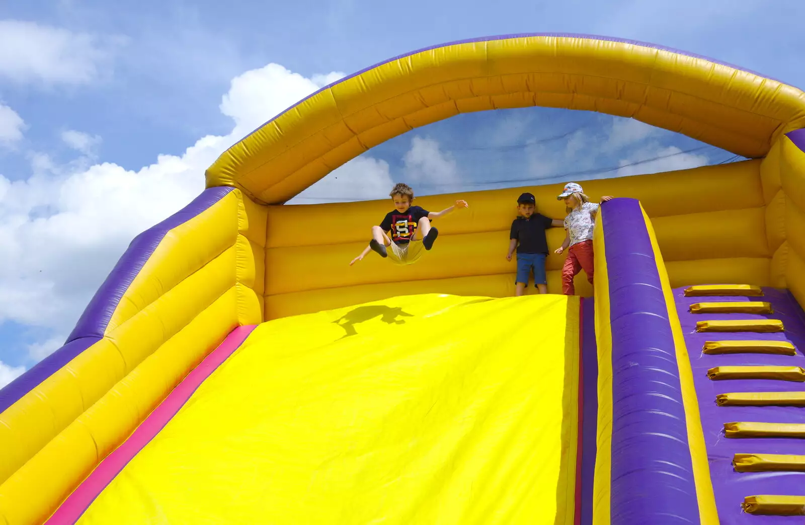 Fred boings into the air, from The Diss Carnival 2019, Diss, Norfolk - 9th June 2019