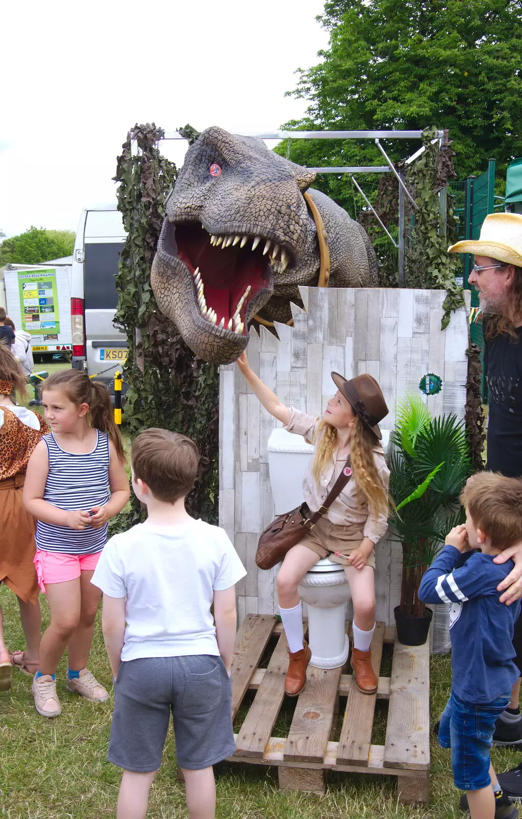 The dino-eats-lawyer scene from Jurassic Park, from The Diss Carnival 2019, Diss, Norfolk - 9th June 2019