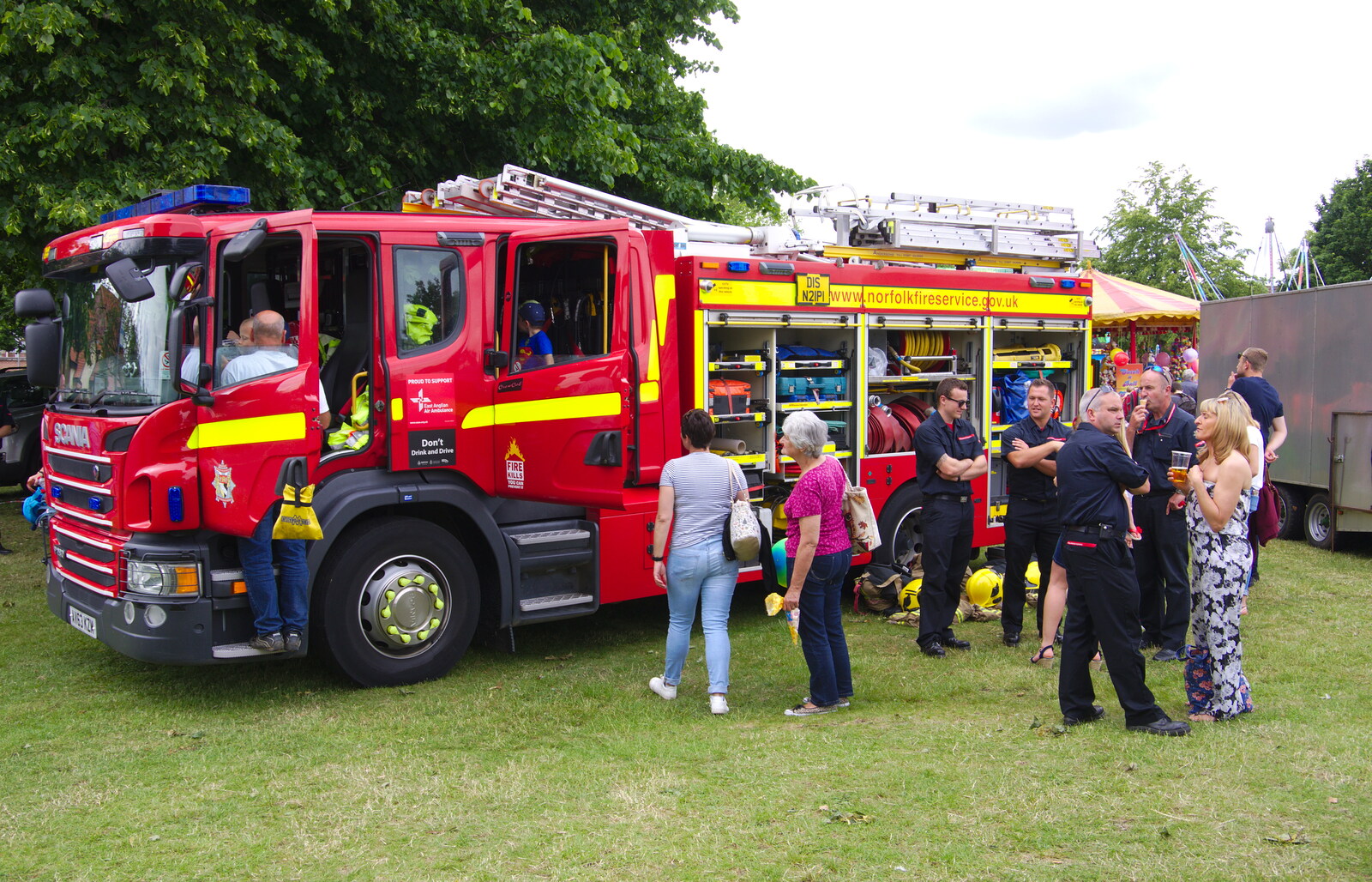 A fire engine is opened up from The Diss Carnival 2019, Diss, Norfolk - 9th June 2019