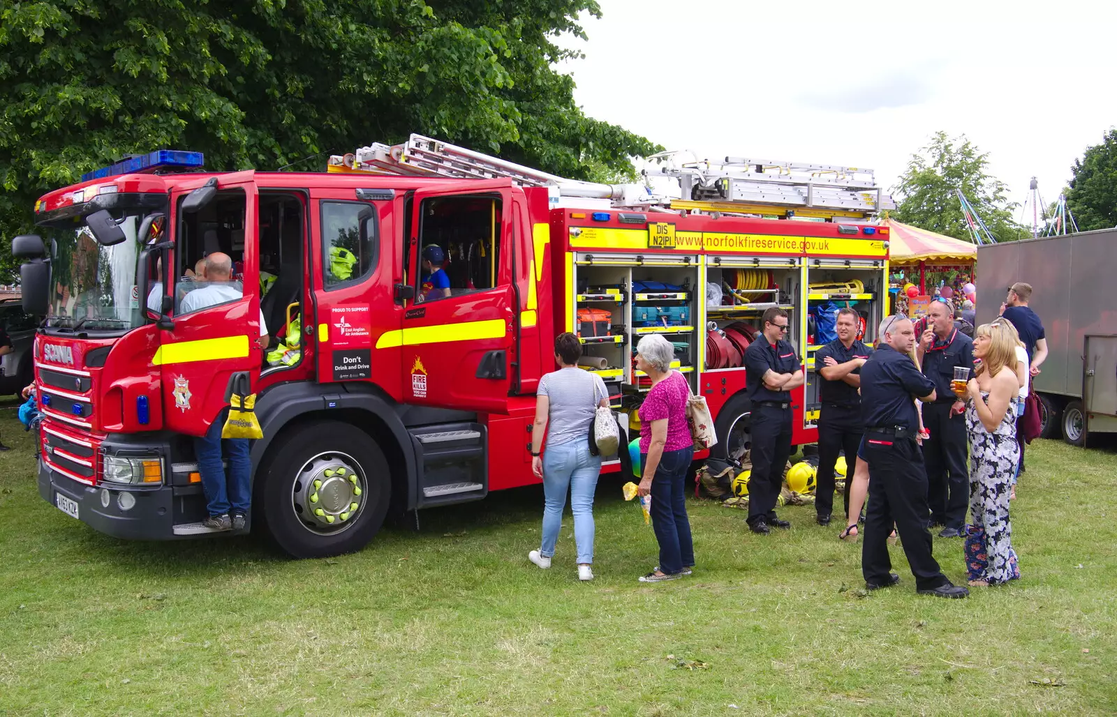 A fire engine is opened up, from The Diss Carnival 2019, Diss, Norfolk - 9th June 2019