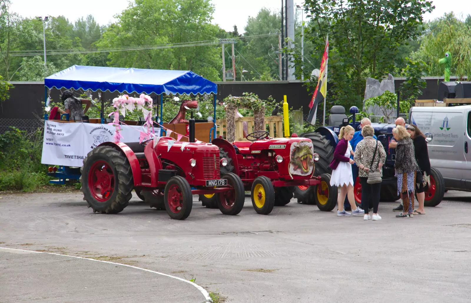 The vintage tractors are parked up, from The Diss Carnival 2019, Diss, Norfolk - 9th June 2019