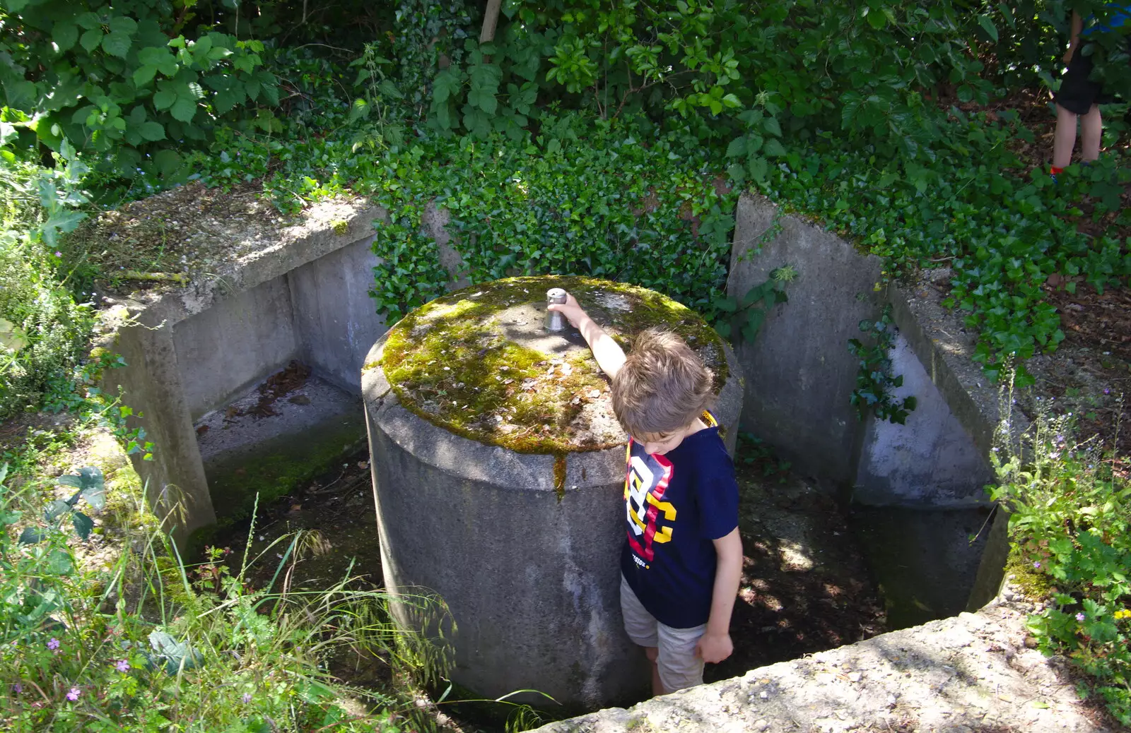 Fred in a WWII gun emplacement in Chandos House, from The Diss Carnival 2019, Diss, Norfolk - 9th June 2019