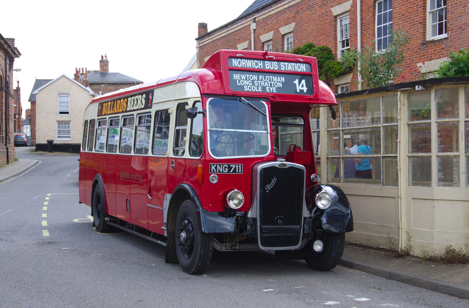A vintage bus stops by the equally-vintage Eye bus stop from The Diss Carnival 2019, Diss, Norfolk - 9th June 2019