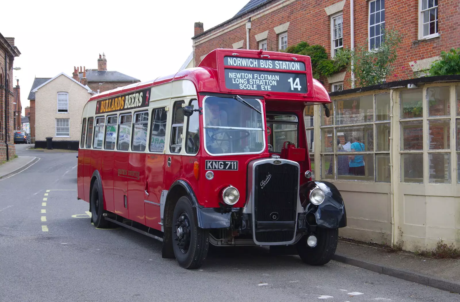 A vintage bus stops by the equally-vintage Eye bus stop, from The Diss Carnival 2019, Diss, Norfolk - 9th June 2019