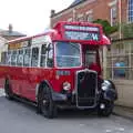 A vintage bus stops by the equally-vintage Eye bus stop, The Diss Carnival 2019, Diss, Norfolk - 9th June 2019