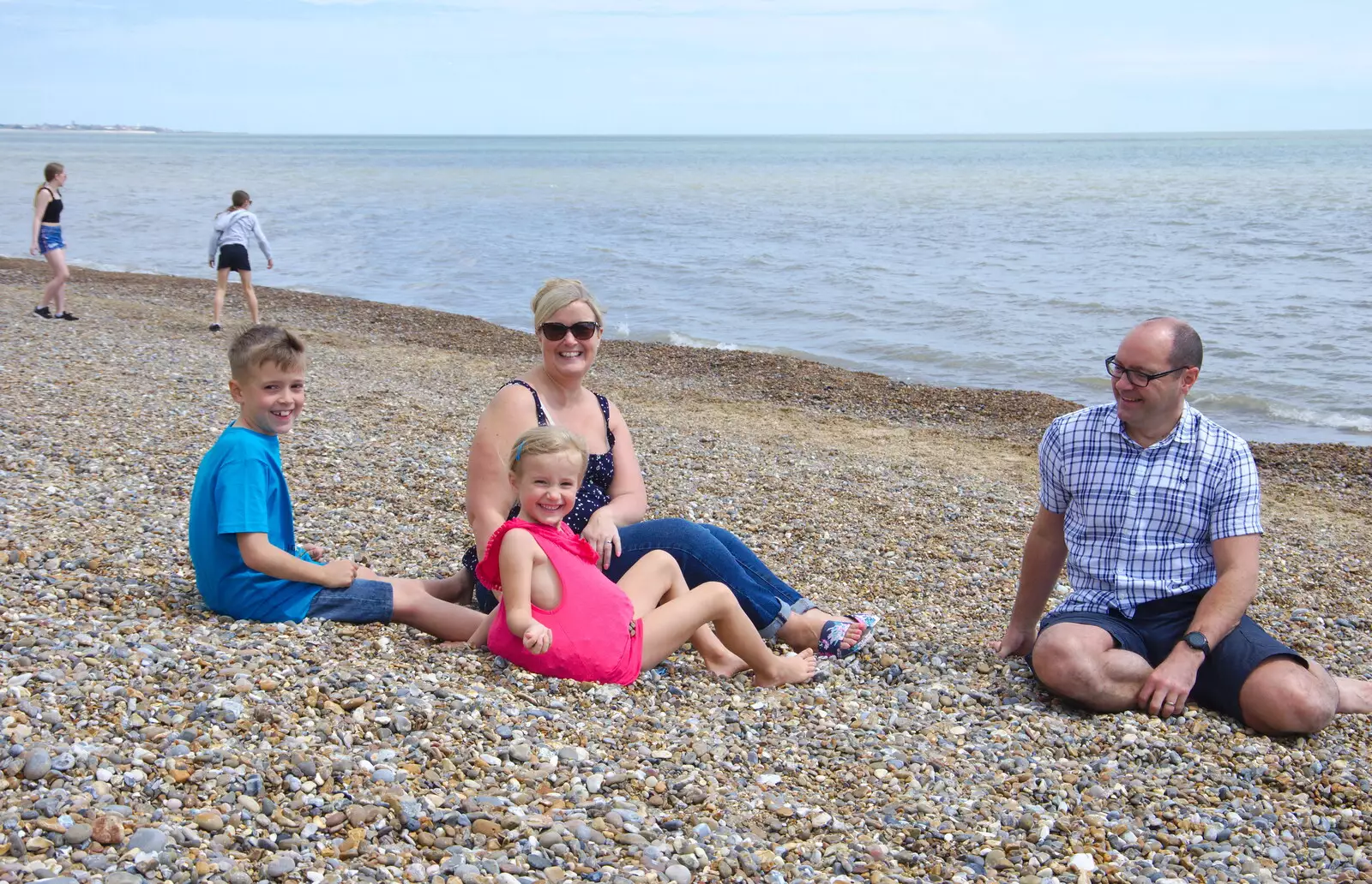 Grace's top is stuffed with beach pebbles, from Cliff House Camping, Dunwich, Suffolk - 15th June 2019