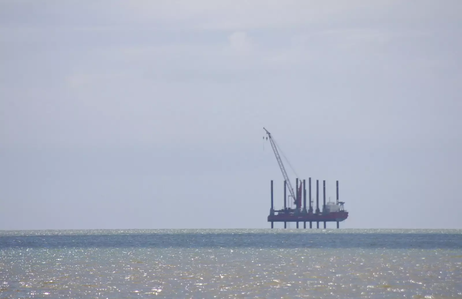 A ship-based oil rig thing at sea, from Cliff House Camping, Dunwich, Suffolk - 15th June 2019