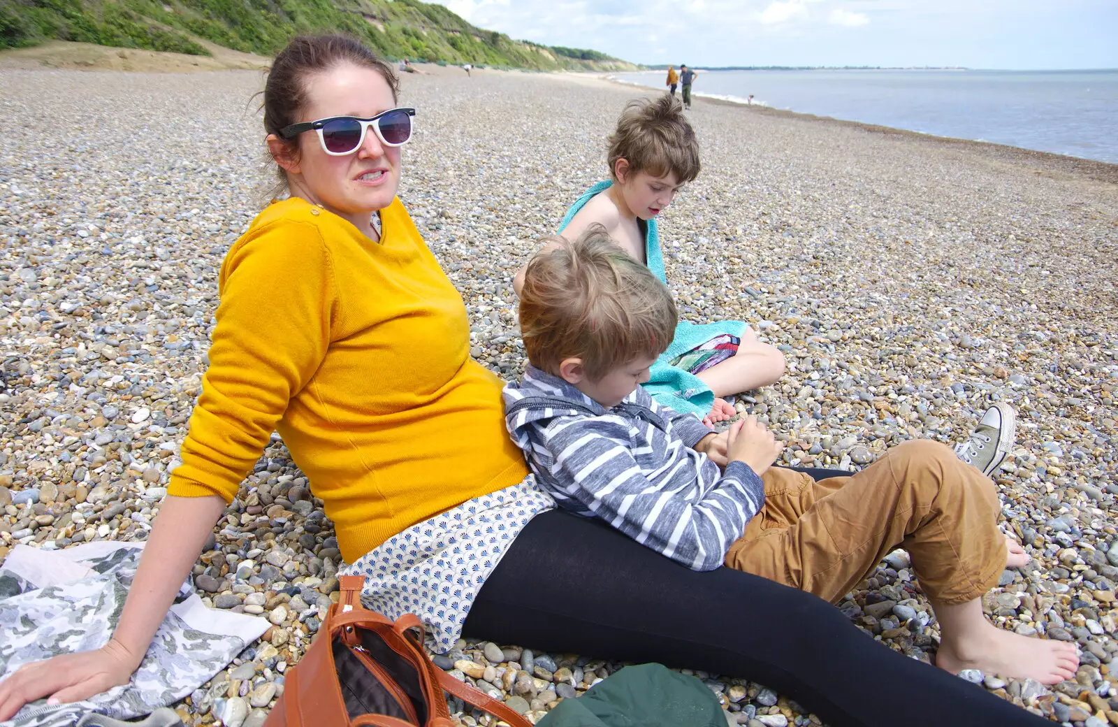 Isobel and the boys, from Cliff House Camping, Dunwich, Suffolk - 15th June 2019