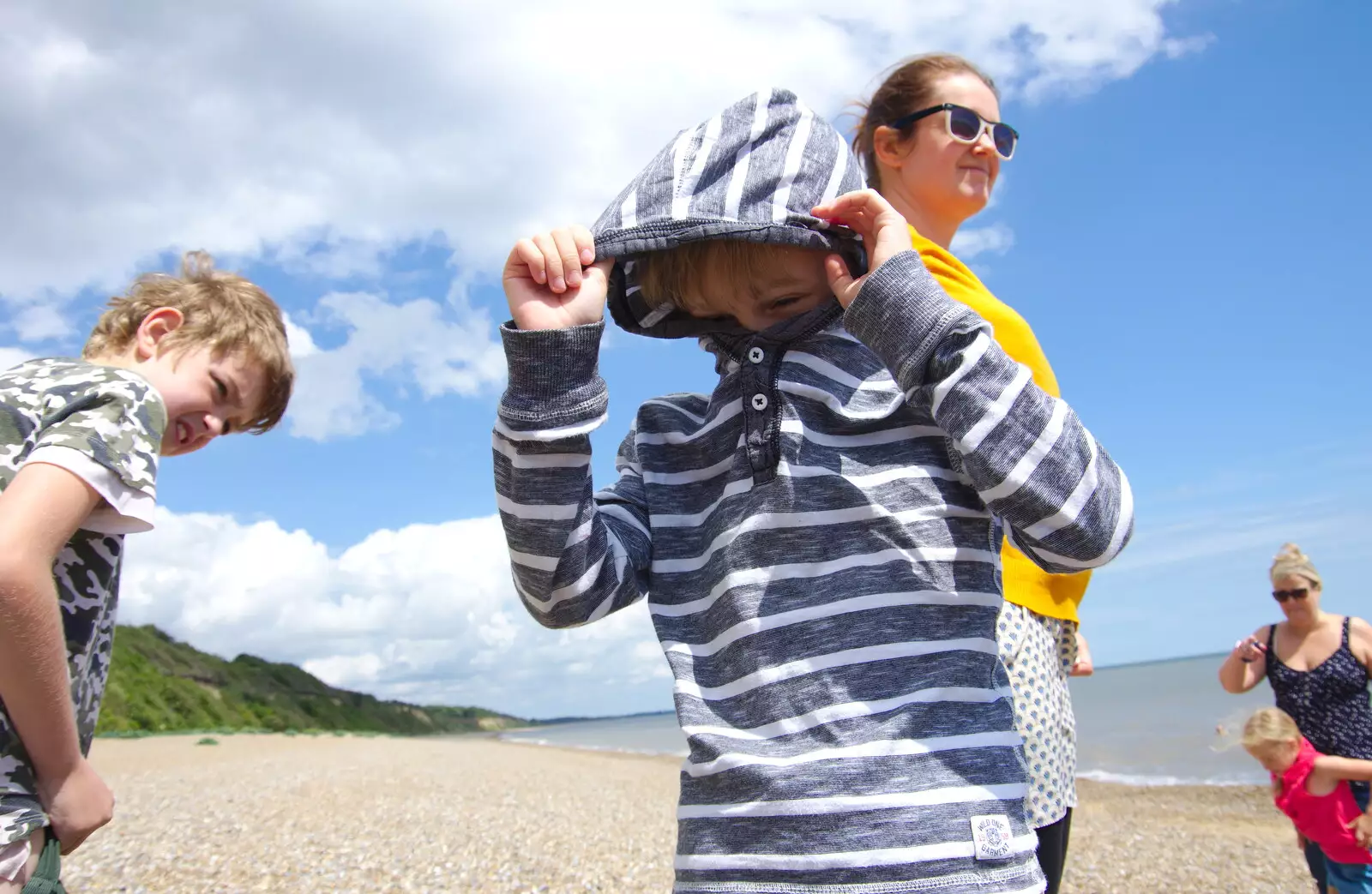 Harry gets rugged up, from Cliff House Camping, Dunwich, Suffolk - 15th June 2019