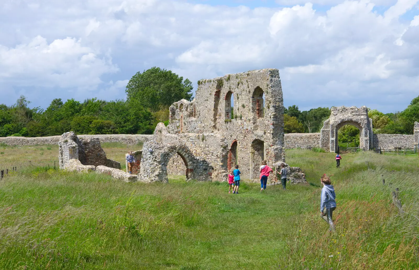 The kids have a quick explore of the abbey ruins, from Cliff House Camping, Dunwich, Suffolk - 15th June 2019