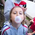 Soph blows a bubble of gum, Cliff House Camping, Dunwich, Suffolk - 15th June 2019