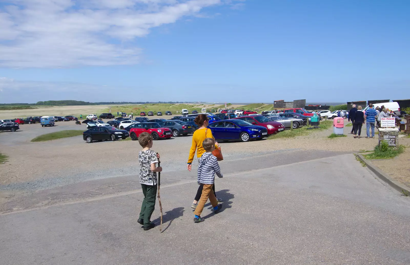 We stride into the car park at Dunwich, from Cliff House Camping, Dunwich, Suffolk - 15th June 2019