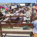 Fred and Harry queue up for ice creams, Cliff House Camping, Dunwich, Suffolk - 15th June 2019