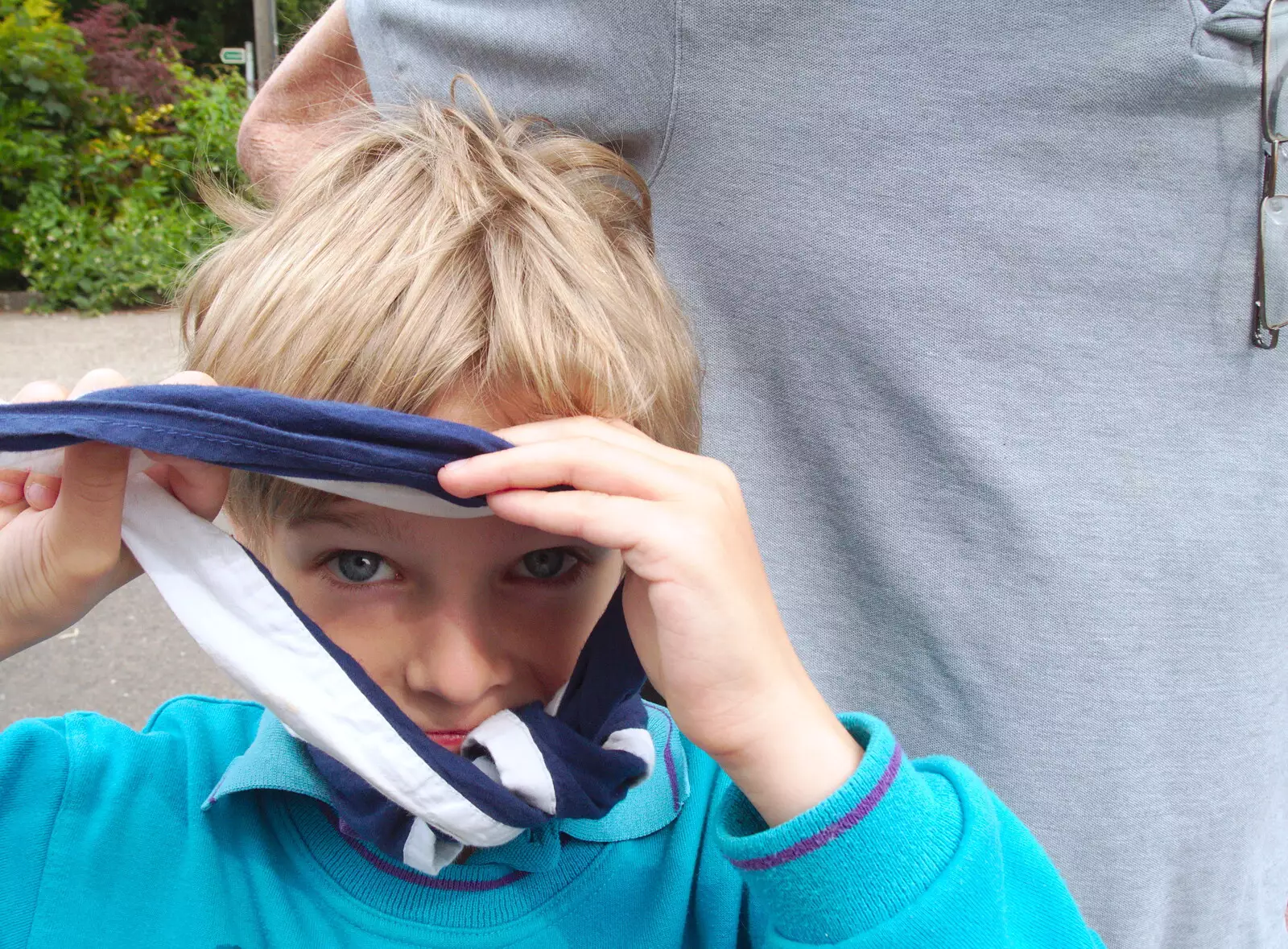 Harry takes his Beavers scarf off, from The BSCC at North Lopham, and the GSB Mayor's Parade, Eye, Suffolk - 23rd June 2019