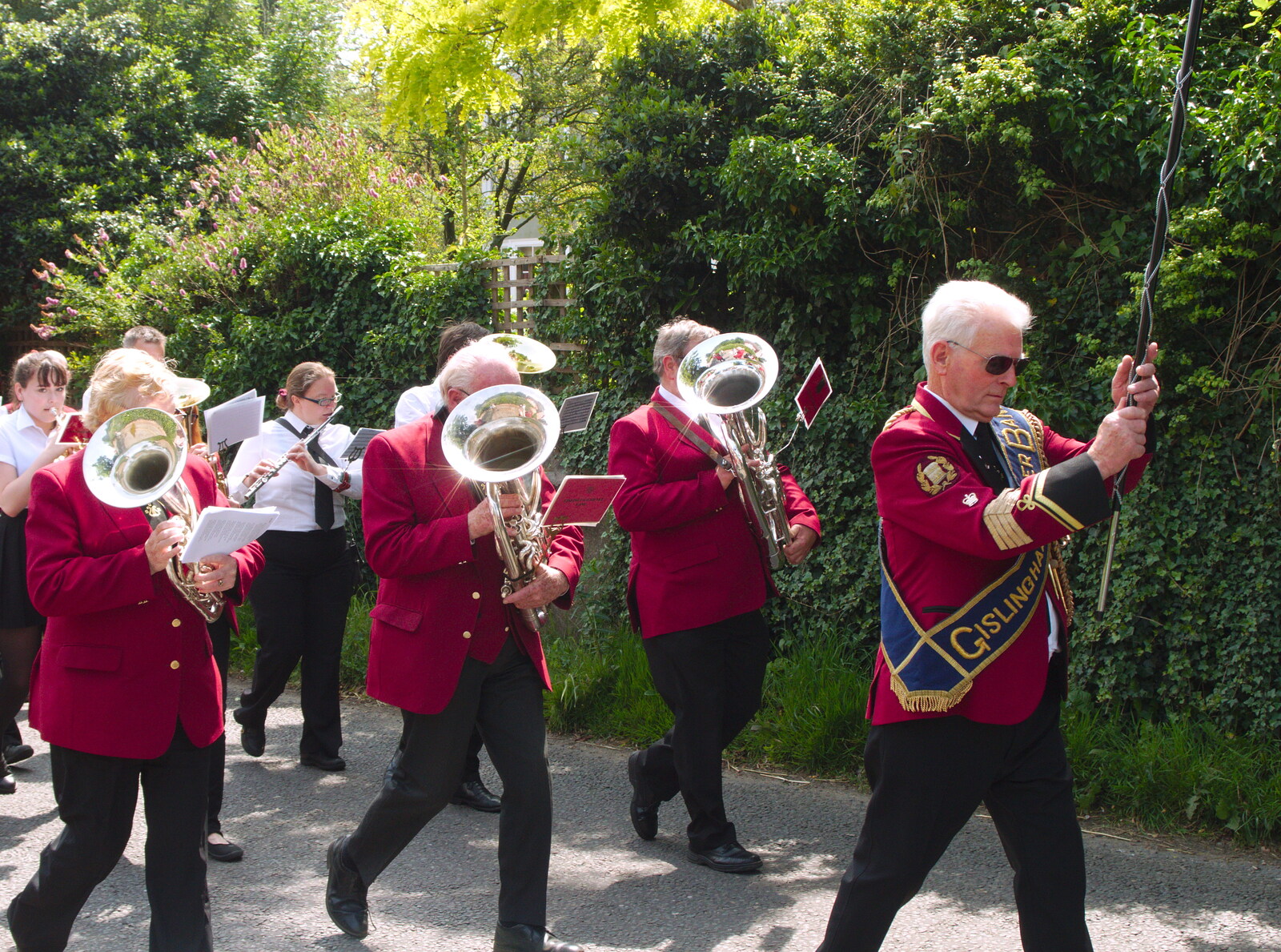 Terry leads the band from The BSCC at North Lopham, and the GSB Mayor's Parade, Eye, Suffolk - 23rd June 2019