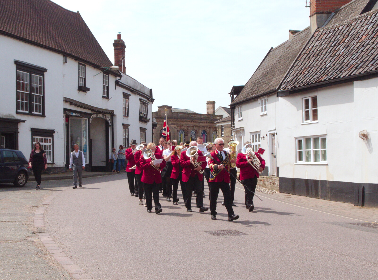 The GSB marches past the old White Lion pub from The BSCC at North Lopham, and the GSB Mayor's Parade, Eye, Suffolk - 23rd June 2019