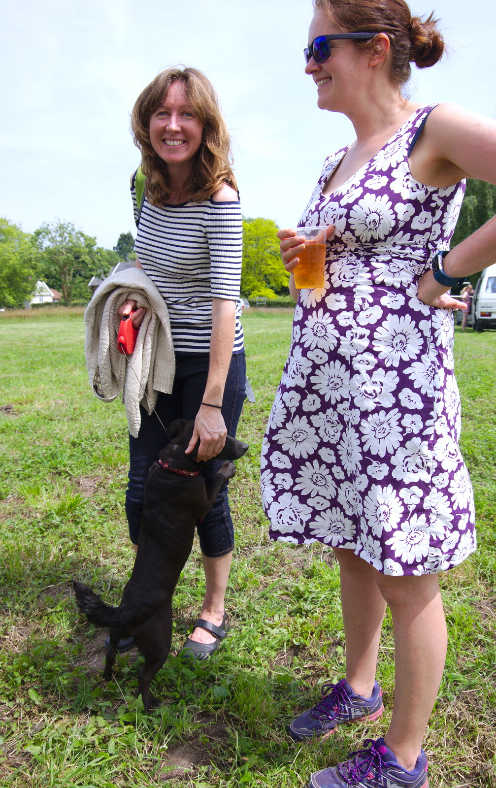Martina and Pip the dog, with Isobel from A Hog Roast on Little Green, Thrandeston, Suffolk - 23rd June 2019