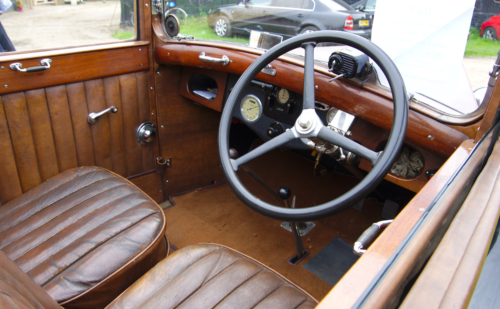 The lovely leather inside of a Rover 10 from A Hog Roast on Little Green, Thrandeston, Suffolk - 23rd June 2019