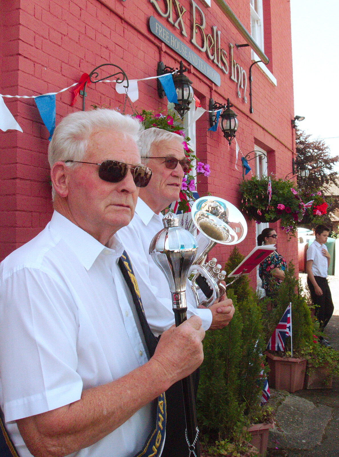 Terry the Drum Major and Peter hang around from GSB and the Gislingham Fete, Suffolk - 29th June 2019