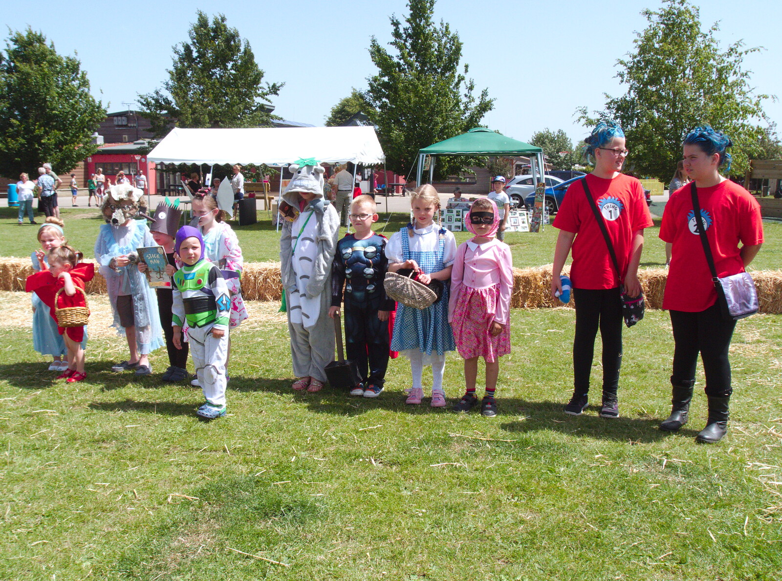 The fancy dress competition is judged from GSB and the Gislingham Fete, Suffolk - 29th June 2019