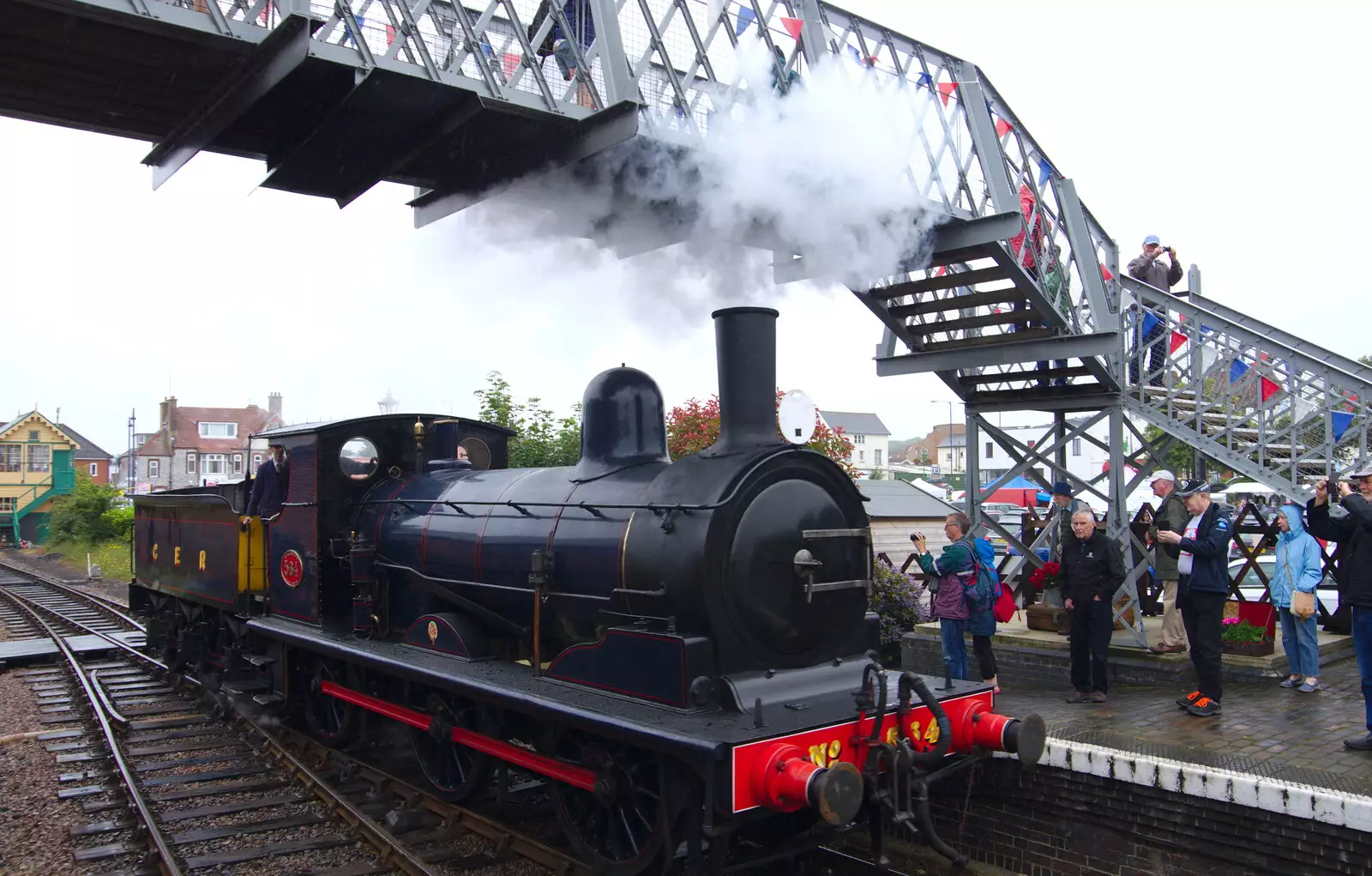 Steam under the bridge, from Kelling Camping and the Potty Morris Festival, Sheringham, North Norfolk - 6th July 2019