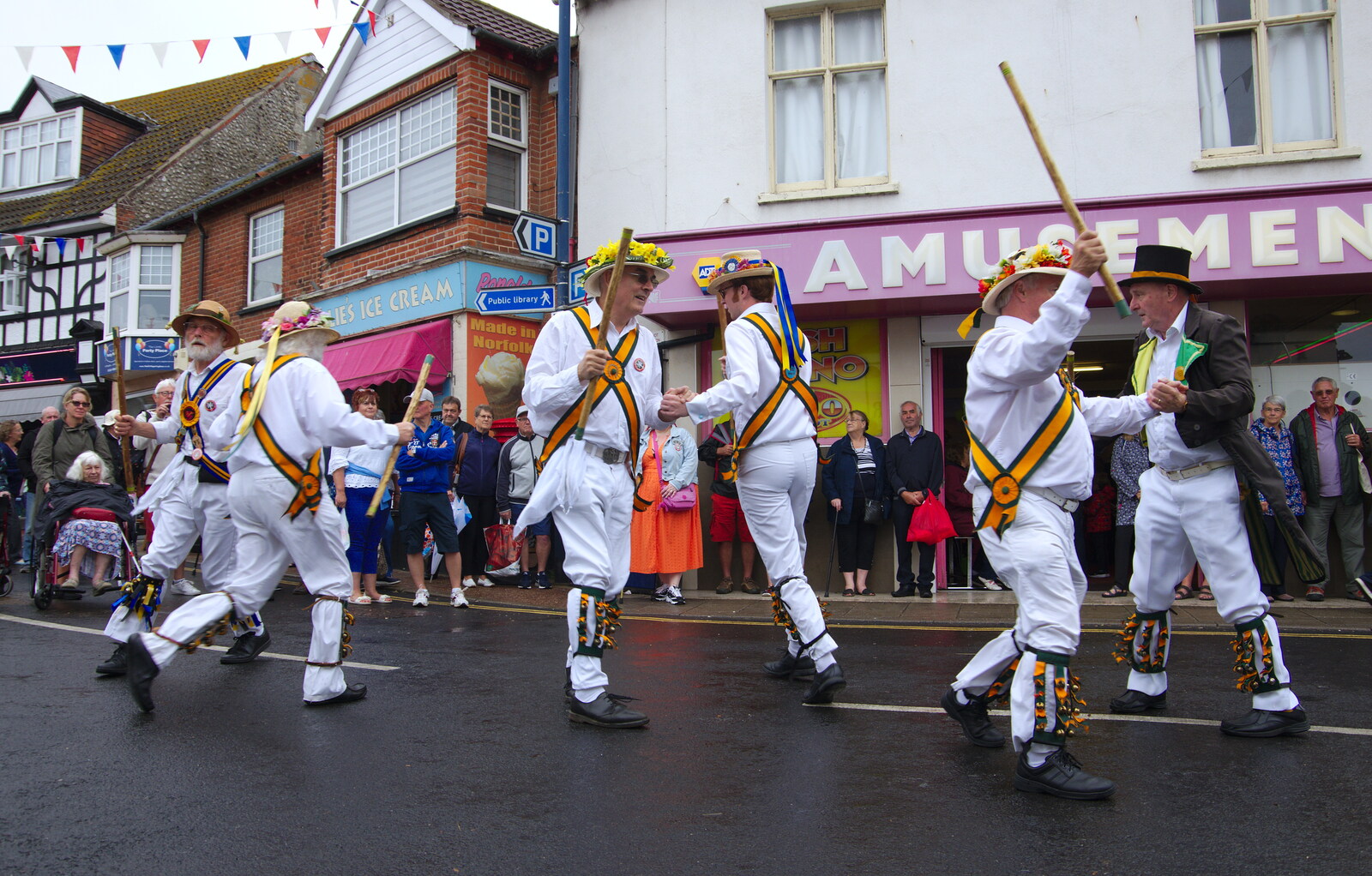 Dancing with sticks from Kelling Camping and the Potty Morris Festival, Sheringham, North Norfolk - 6th July 2019